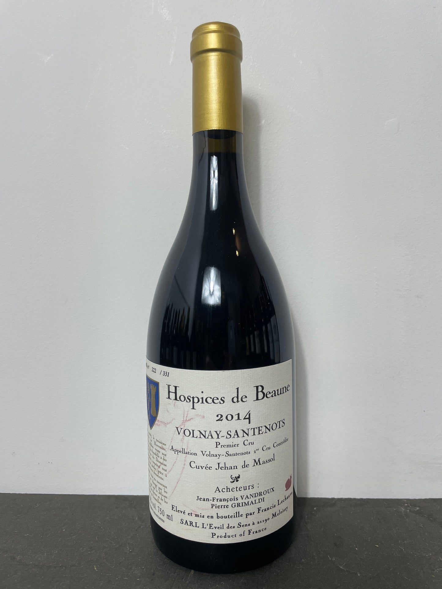 Hospices de Beaune, Volnay Santenots 1er Cru, Cuvée Jehan de Massol, Francis Lechauve 2014